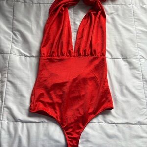 Free People Vibrant Red Bodysuit